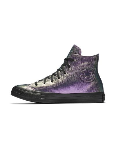 purple leather converse