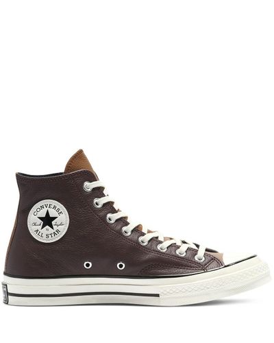 brown converse high tops leather