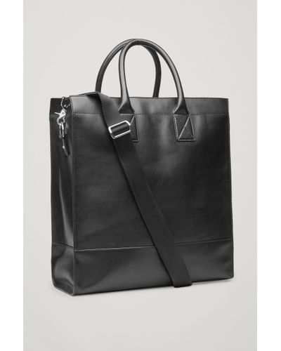 COS Leather Tote Bag in Black for Men | Lyst