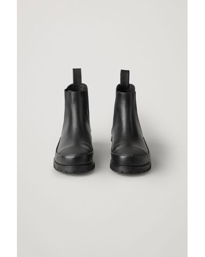 COS Leather Chunky Sole Chelsea Boots in Black for Men - Lyst