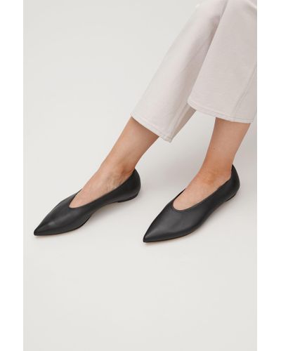 black pointed slip on shoes