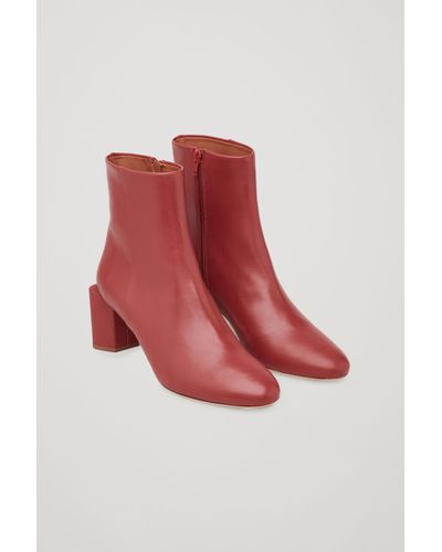 red leather flat boots