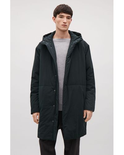 COS Synthetic Long Padded Coat in Forest Green (Green) for Men - Lyst