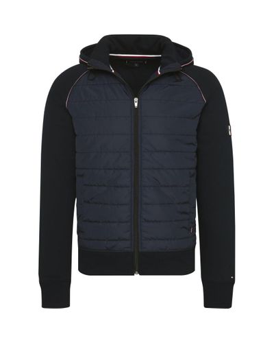 mixed media hooded zip through