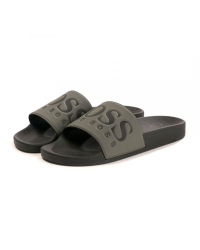 hugo boss sliders grey