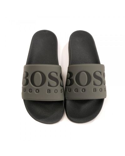 hugo boss sliders grey