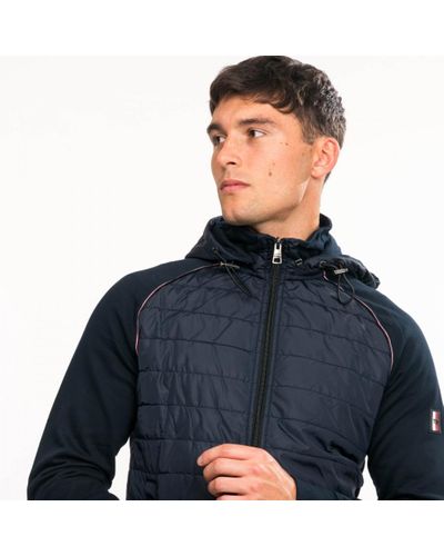 mixed media hooded zip through