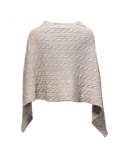 GANT Lambswool Cable Womens Poncho in Grey Melange (Gray) - Lyst