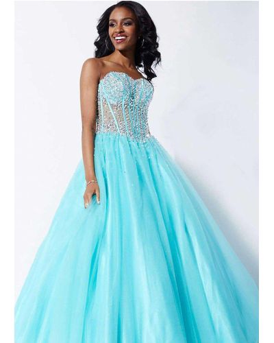 Jovani Tulle Bedazzled Strapless Sweetheart Corset Style A Line Gown ...