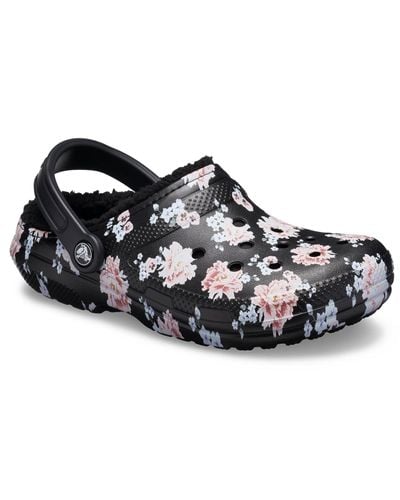 black flower crocs