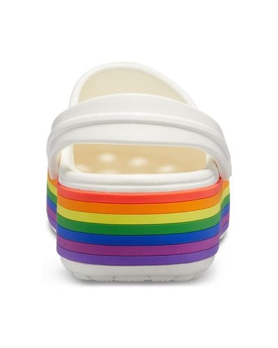 platform rainbow crocs