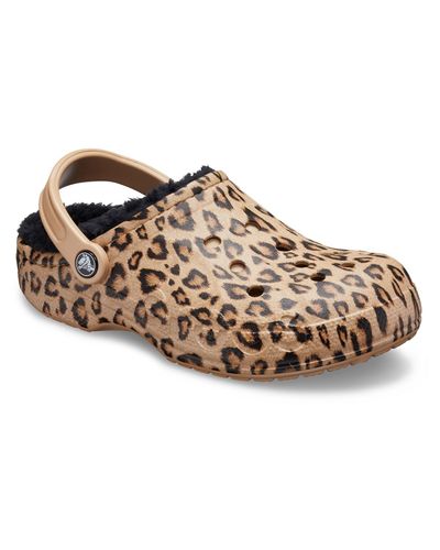 leopard print fur lined crocs