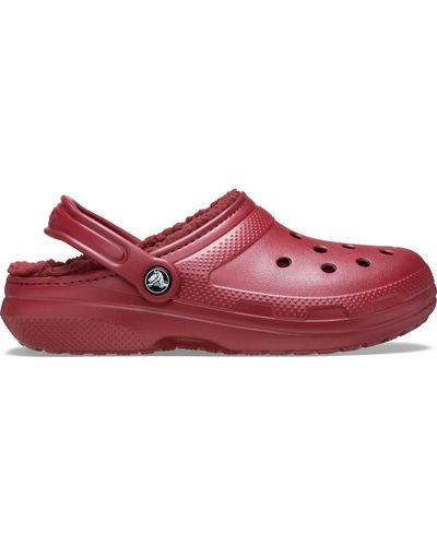 red crocs with fur inside