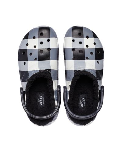plaid lined crocs