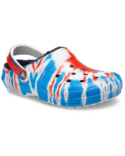 tie dye red white and blue crocs