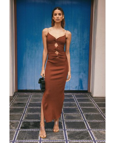 Cult Gaia Synthetic Honey Dress in Clay 