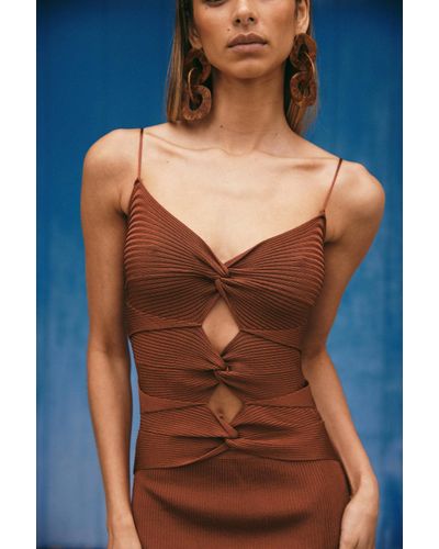 Cult Gaia Synthetic Honey Dress in Clay 