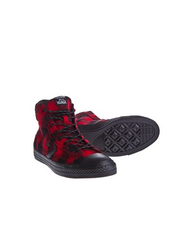 Converse Star Player Woolrich Hi Black/red | Lyst