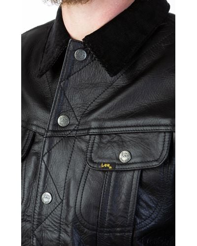 Lee Jeans Leather Storm Rider Jacket Black for Men - Lyst