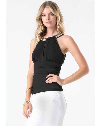 embellished halter neck top