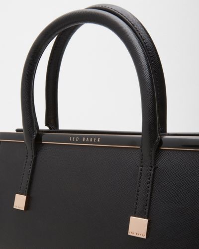 Ted Baker Crosshatch Leather Tote Bag in Black - Lyst
