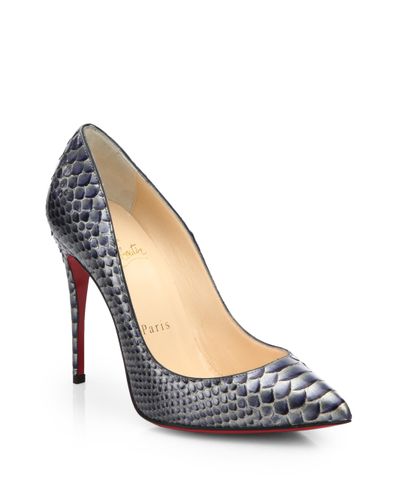 Christian Louboutin Pigalle Follies Snakeskin Pumps in Charcoal ...