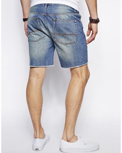 Asos Denim Shorts In Cut Off Style In Blue For Men Lyst Asos Denim Shorts In Cut Off Style In Blue For Men Lyst