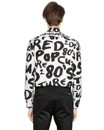 DSquared² 80s Pop Art Printed Cotton Poplin Shirt in White/Black (White)  for Men - Lyst