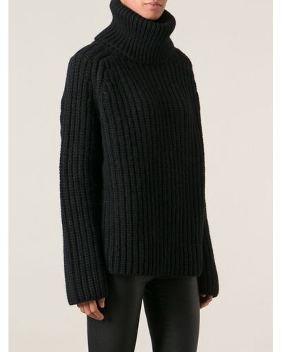 Ann Demeulemeester Chunky Knit Turtleneck Sweater in Black | Lyst