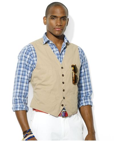 Polo Ralph Lauren Hampton Chino Vest in Natural for Men - Lyst
