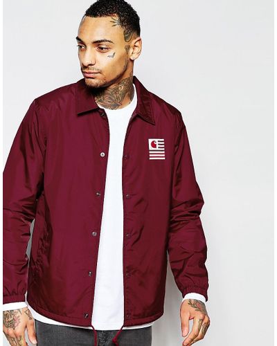 Carhartt WIP Synthetic State Coach Jacket in Burgundy (Purple) for Men -  Lyst