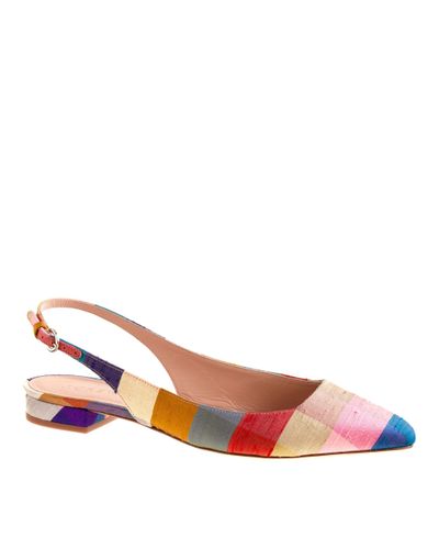 J.Crew Preorder Lucie Printed Fabric Slingback Flats in Purple - Lyst