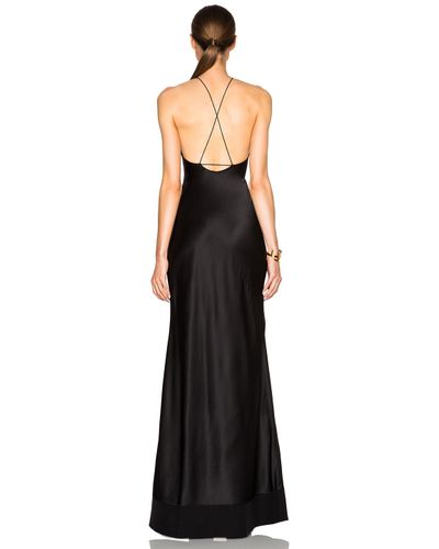 Calvin Klein Fawn Satin Silk Charmeuse Gown in Black - Lyst