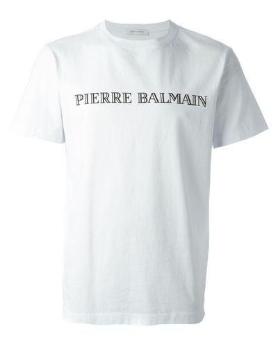 Balmain Cotton Logo Print T-shirt in White (Black) for Men | Lyst