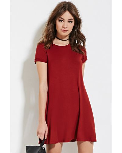 Synthetic A-line T-shirt Dress in Brick ...