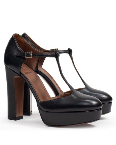 L'Autre Chose Dorsey T-bar Black Leather Platform Shoes - Lyst
