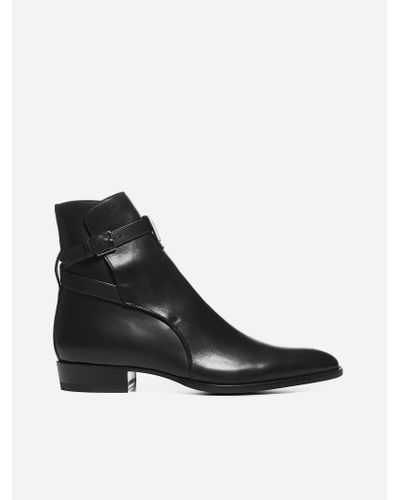 Saint Laurent Wyatt 30 Jodhpur Leather Boot in Black for Men - Lyst