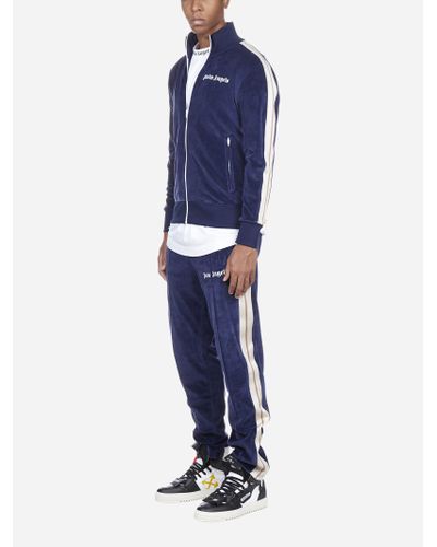 Felpa in ciniglia di cotone con zip e logoPalm Angels in Cotone da Uomo  colore Blu | Lyst