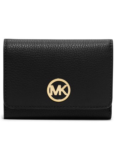 Michael Kors Michael Fulton Medium Trifold Wallet in Black/Gold (Black ...
