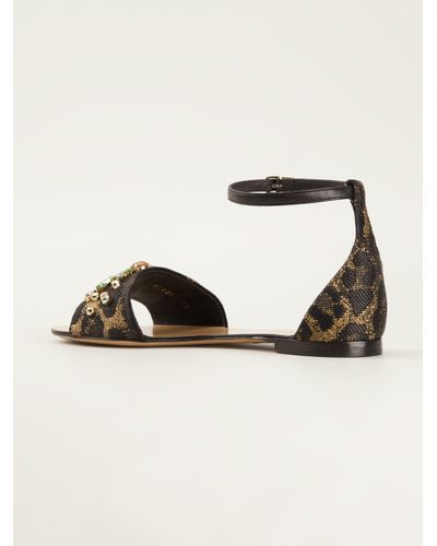 Dolce & Gabbana Bejewelled Sandals in Black - Lyst