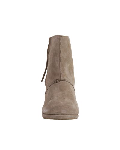 TOMS Desert Wedge High Taupe Suede Ankle Booties in Brown - Lyst