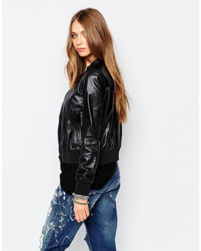 replay leather bomber jacket