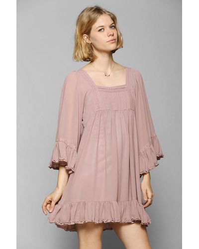Urban Outfitters Staring At Stars Crochetdetail Peasant Dress in Plum (Purple) - Lyst