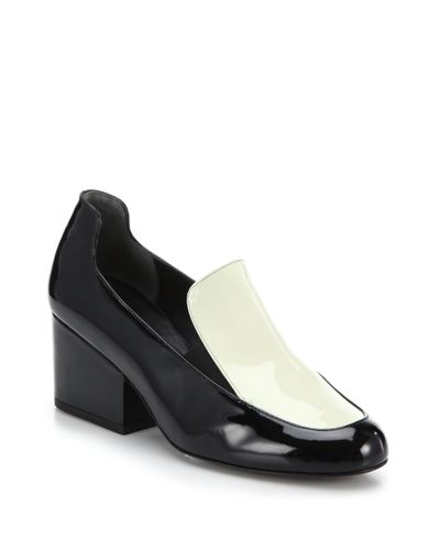 Robert Clergerie Mony Colorblock Patent Leather Loafers in Black-Ivory ...