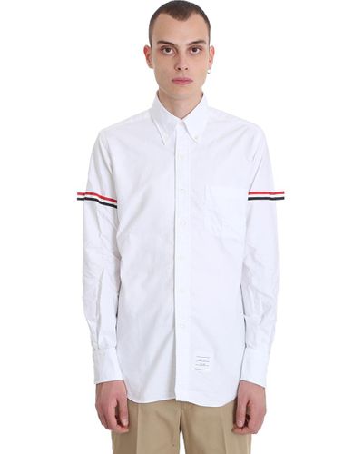 Thom Browne Long Sleeve Armband White Cotton Shirt for Men - Lyst