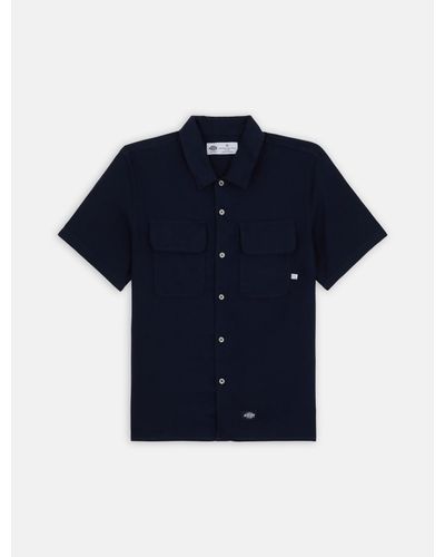 Dickies Linen Short Sleeve Work Shirt - Blue