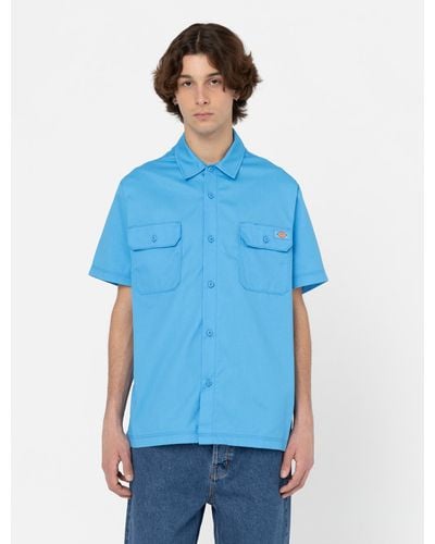 Dickies Madras Short Sleeve Shirt - Blue