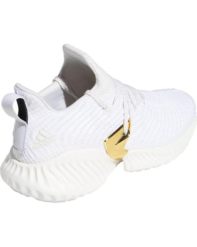 adidas Lace Alphabounce Instinct Three Stripe Life Running Shoes in White/Gold  (White) for Men - Lyst