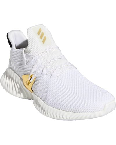 adidas Lace Alphabounce Instinct Three Stripe Life Running Shoes in  White/Gold (White) for Men | Lyst