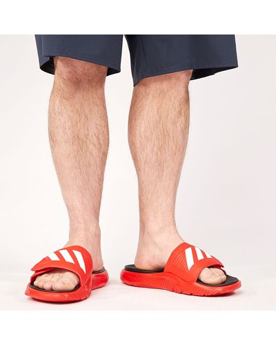 adidas Alphabounce Slide in Red/White 